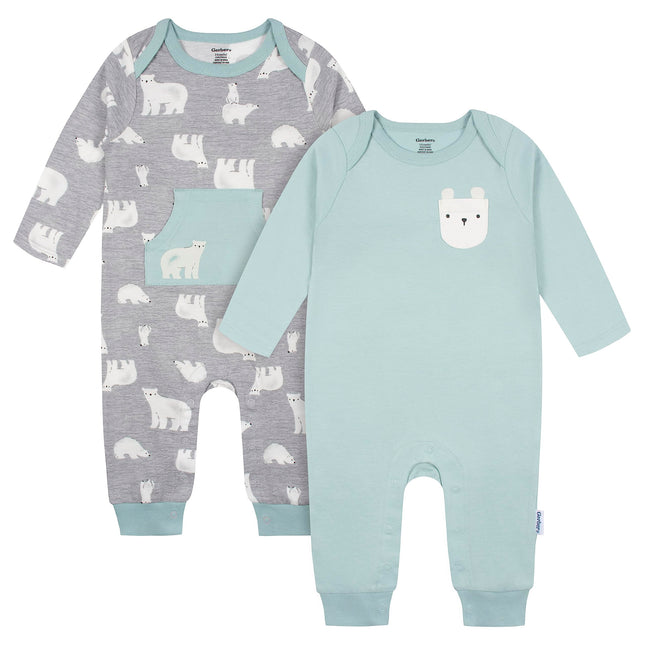 Gerber Baby Boys' Long Sleeve Jumpsuit (2 Pack), B
