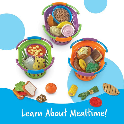 Learning Resources New Sprouts Breakfast, Lunch and Dinner Baskets, Pretend Play Toy for Toddlers, Preschool Learning Toys, Kitchen Play Toys for Kids