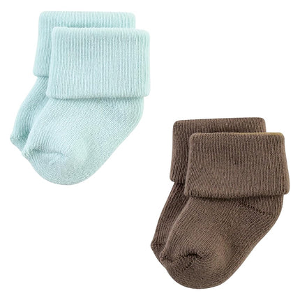 Hudson Baby Chaussettes en éponge et en coton riches unisexe pour nouveau-né, rayures sarcelle et marron, 6-12 mois, rayures sarcelle et marron, 6-12 mois