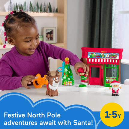 Coffret de jeu Fisher-Price Little People, La Magie de Noël, avec figurines Père Noël, Lutin et Rennes, pour les 1 an et plus