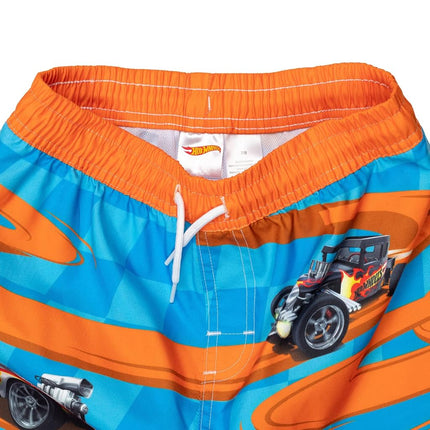 Hot Wheels Little Boys Raglan Pullover Swim Rash Guard Swim Trunks Blue 7-8