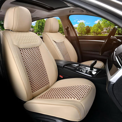 Coverado Waterproof Seat Covers for Cars, Front Car Seat Covers, 2 in 1 Conversions Car Seat Protector Automotive Seat Covers Universal Fit for Most Cars SUVs and Trucks(Beige)