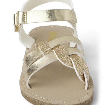 Gymboree Sandalias Planas para Niña y Niña Pequeña, Doradas, 6 US Niño Pequeño