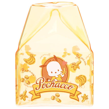Silver Buffalo Sanrio Hello Kitty and Friends Featuring Pochacco Bananas Yellow Glass Milk Cup, 11.9 Ounces
