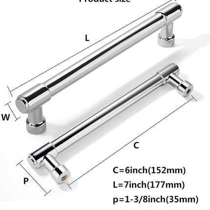 khtumeware 6 Pack 6 Inch(152mm) Polished Chrome Cabinet Pulls Kitchen Cabinet Handles Kitchen Cabinet Hardware for Cupboard Drawer Pulls Dresser Handle