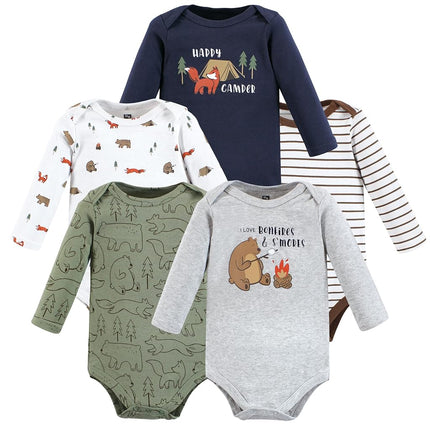 Hudson Baby Unisex Baby Cotton Long-Sleeve Bodysuits, Pumpkin Spice, Newborn, Pumpkin Spice, Newborn