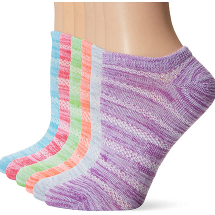 Hanes Women's Lightweight Breathable Super No Show Socks 6 Pair Pack, Pink/Grey Accent Design, Shoe Size: 5-9