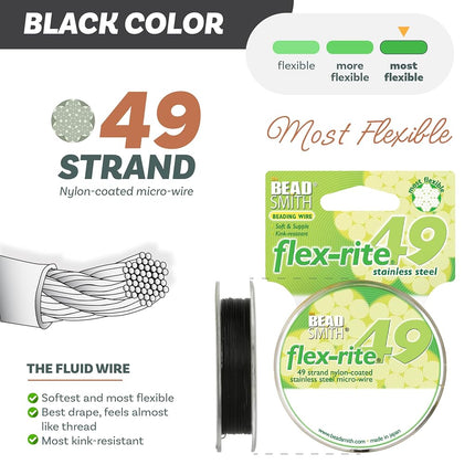 The Beadsmith Flex-Rite Beading Wire, Nylon-Coated Stainless-Steel Wire