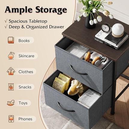 WLIVE 2 Drawer Nightstands Storage Organizer Unit For Bedroom, Nursery, Closet, Entryway