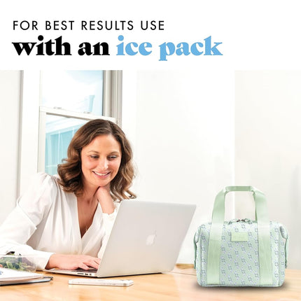 Fit & Fresh Neoprene Lunch Bag For Women, Insulated Womens Lunch Bag For Work, Tear & Stain Resistant Large Lunch Box For Women With Containers and Ice, Machine Washable Remi Bag, Sage Flower