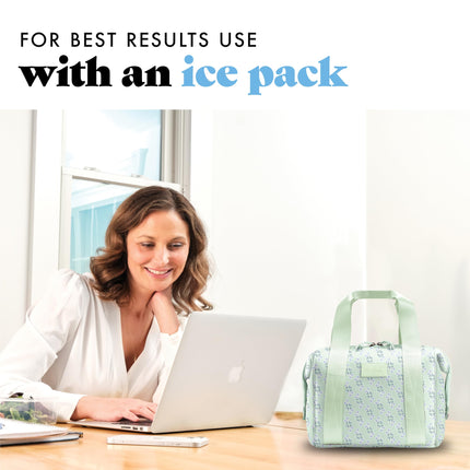 Fit & Fresh Neoprene Lunch Bag For Women, Insulated Womens Lunch Bag For Work, Tear & Stain Resistant Large Lunch Box For Women With Containers and Ice, Machine Washable Remi Bag, Sage Flower