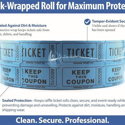 Blue Double Raffle Ticket Roll 2000