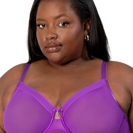 Curvy Couture Women's Sheer Mesh Full Coverage Unl