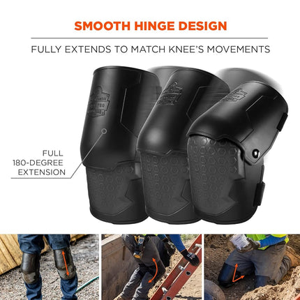 Ergodyne ProFlex 360 Knee Pad, Hinged Design, Hard Shell, Non-Marring Rubber Cap, Extra Large