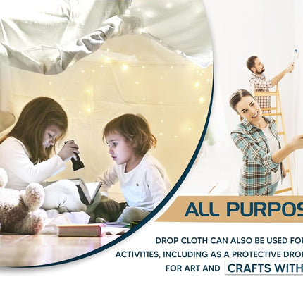 Utopia Drop Cloth for Painting (4x5 ft, 1 Pack) Washable and Reusable Canvas Fabric for Furniture & Floor Protection Highly Absorbent Paint Cover - Duck Dropcloth for Outdoor and Indoor Use