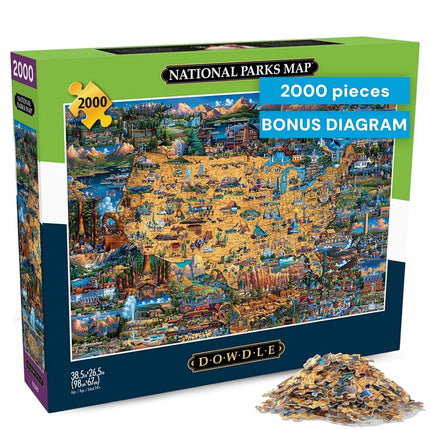 Buffalo Games - Dowdle - Mapa de Parques Nacionales - Rompecabezas de 2000 Piezas para Adultos - Rompecabezas Desafiante Perfecto para Noches de Juego - El tamaño final es 38.50 x 26.50