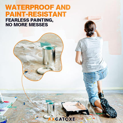 Axgatoxe 12 x 9 Ft Plastic Drop Cloths for Painting (10-Pack)