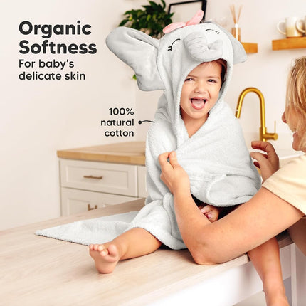KeaBabies Organic Baby Towel with Hood for Girls, Boys, Soft (Ella)