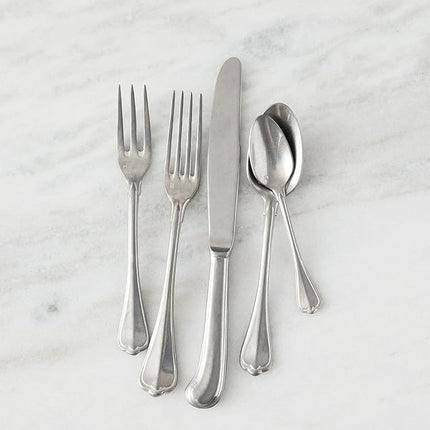 Fortessa San Marco 18/10 Flatware 5 Piece Place Setting, Service for 1, Antique Silver