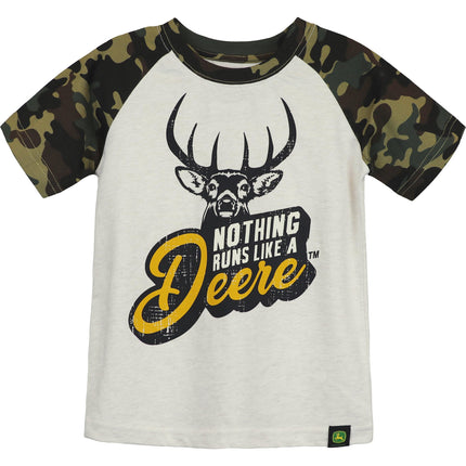 John Deere Boys' T-Shirt, Camo Shoulder, 3