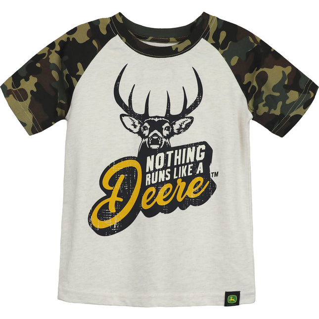 John Deere Boys' T-Shirt, Camo Shoulder, 3