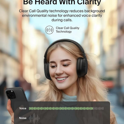 Belkin SoundForm Isolate Bluetooth Over-Ear Headphones - Hybrid Active Noise Cancelling Headphones - Wireless w/ 60H Playtime, Fast Charging & CloudCushion Ear Cups for Travel, Home, or Office - Black