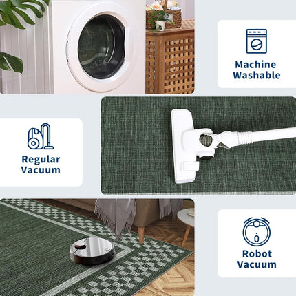 GarveeHome Washable Runner Rug 2x10 Modern Bordered Hallway Runner Rug