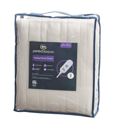 Manta térmica Serta - Manta eléctrica reversible de forro polar a sherpa, calentamiento rápido, temporizador de apagado automático, múltiples configuraciones de calor, certificación ETL, lavable a máquina, color canela 50"x 60"