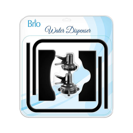 Brio Stainless Steel 3-5 Gallon Water Jug Stand with 2 Dispenser Valves, Rust-Resistant Non Slip Base, BPA Free Fast Flow Spout, Fits 48mm & 55mm Bottles, Black