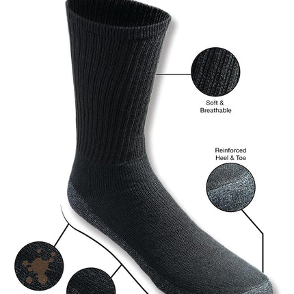 Dickies Men's Big & Tall All-Purpose Work Stain Resister Crew Socks, Black (6 Pair), Shoe Size: 12-15