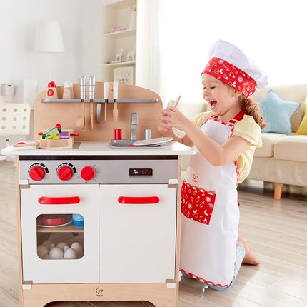 Hape E3162 Chef Pack Dress Up Play Set with Cooking Accessories for Kids, Ages 3+, Red and White