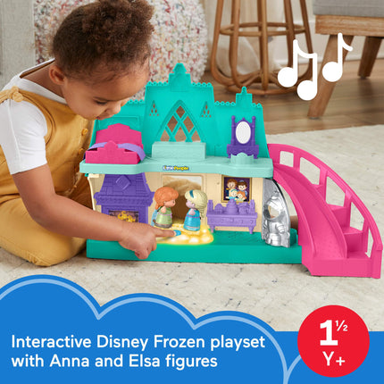 Fisher-Price Disney Frozen Castillo de Arendelle con luces y sonidos Little People, 2 figuras de personajes, juguetes para niños pequeños
