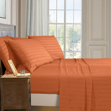 Elegant Comfort Softest and Coziest 4-Piece Sheet Set - 1500 Premium Hotel Quality Microfiber - Deep Pocket, Wrinkle Resistant 4-Piece Damask Stripe Bed Sheet Set, Twin XL, Coral