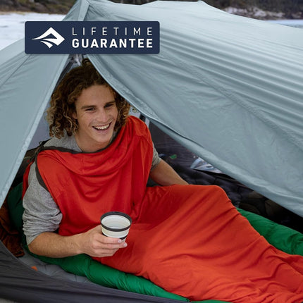 Sea to Summit - Reactor Extreme Sleeping Bag Liner - Regular Mummy With Drawcord - Thermolite For Thermal Boost - Ultra-Sil Stuff Pack - For Backpacking, Camping & Winter Camping - Orange - 364g