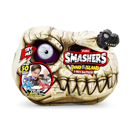 Smashers Dino Island T-Rex Battle Playset, Black Dino Skull, Surprises Inside, Dinosaur Playset, Discovery (Black)