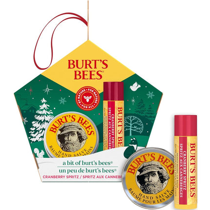 Burt's Bees for Lip & Hand, Cranberry Spritz Lip Balm and Hand Salve in a Festive Box, Bit of Burt's