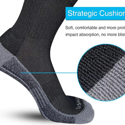 APTYID Men's Moisture Wicking Cushioned Crew Work Boot Socks (4-6 Pairs), Black (6 Pairs), 7.5-12 UK