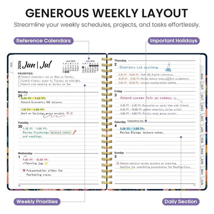 Taja Planner 2026-2027, Jul 2026-Jun 2027 Monthly & Weekly Calendar Planner