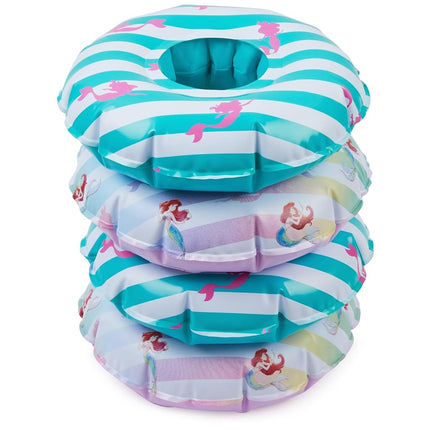 Swimways Disney Princess Floating Drink Holders, Inflatable Pool Cup Holders & Pool Party Supplies, Little Mermaid Toys for Kids Aged 5 & Up, 4-Pack