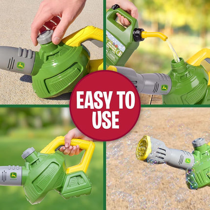 John Deere Bubble Leaf Blower Toy for Kids Includes 44oz Bubble Refill Gas Can, Outdoor Bubble Machine for Kids, Easy to Use, Outdoor Play, Great Gift Toddler 3+