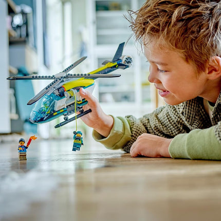 LEGO City Emergency Rescue Helicopter Toy for 6 Plus Year Old Boys & Girls, Vehicle Building Set with Winch, Spinnable Rotors and 3 Minifigures for Imaginative Play, Fun Birthday Gift for Kids 60405