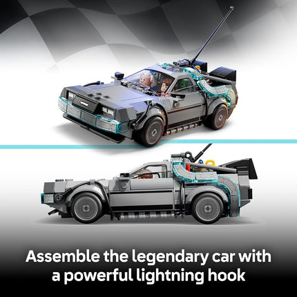 LEGO Speed Champions Time Machine from Back to the Future Toy - Car Model Kit w/Doc Brown & Marty McFly Minifigures - Gift for 9+ Year Old Boys, Girls & Movie Fans - 77256