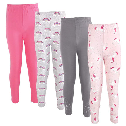 Hudson Baby Baby Girls' Cotton Pants and Leggings, Unicorn and Rainbows, 0-3 Months