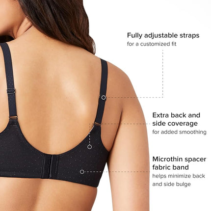 Wacoal Women's Back Appeal Underwire Bra Full Coverage, Black, 34E