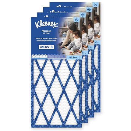 Kleenex Allergen Air Filter 14x30x1 Inches - 8 MERV RATING (4-Pack)