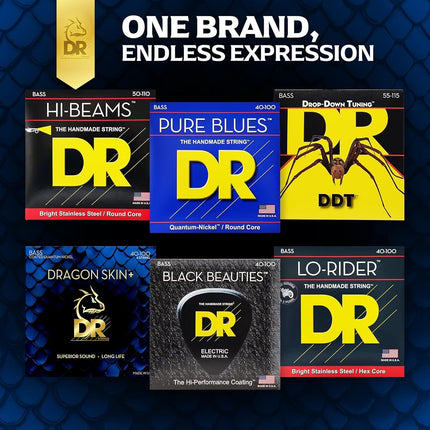 DR DBQ-45 - DRAGON SKIN+™, Coated Quantum Nickel bass strings, Superior sound with pleasant feel & long lifespan: Light 45-105