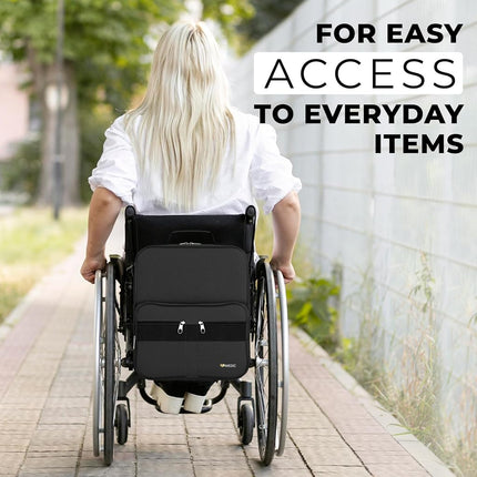 iMedic Deluxe Wheelchair Bag - Wheelchair Backpack – Wheelchair Shopping Bag - Electric Wheelchair Accessories - Attaches to The Handles to Provide Useful Wheelchair Storage (Black)