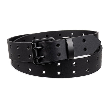 Dickies mens Double Prong Fully Adjustable Leather BeltBelt, Black Perforated, Medium (34-36)