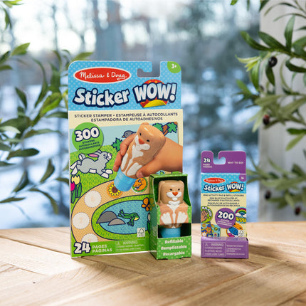Melissa & Doug Sticker Wow! Paquete Conejito (Sellador con libro + Paquete de recarga de afirmaciones)