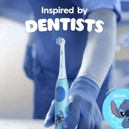 Oral-B iO Kids Limited Rechargeable Electric Powered Toothbrush, Stitch with 1 Gentle Care Brush Head - Automatic Pressure Sensor to Protect Gums - 3 Cleaning Settings - 2 Min Music Timer
